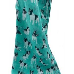 NEW PRINTED VILLAGE women's bulldog scarf in turquoise